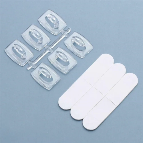 Versatile Transparent Removable Hooks: Set of 20 or 6PCS Strong Adhesive Hooks with Cable Clamp Design - Ideal for Bathroom, Kitchen, Towel, and Key Hanger Organization on Walls."