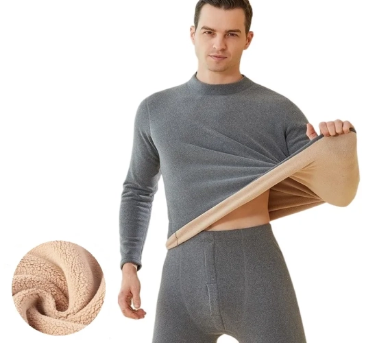 New Winter Thermal Underwear Set for Men - Mock-neck First Layer with 2 Pieces of Under Panties and Undershirts. Keep Warm with Elastic Fit, Available in Sizes L-4XL.