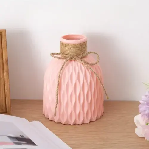 "Nordic-Inspired Modern Flower Vase – White, Pink, and Blue Plastic Pot for Stylish Living Room Decor and Flower Arrangements"
