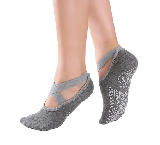 Innovative Women's Yoga Socks with Anti-Slip Bandage: Perfect for Sports, Ballet, and Dance. Comfortable Slipper Alternative for Ladies and Girls."
