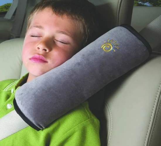 Baby Pillow for Car Seats: Kid's Auto Safety Seat Belt Shoulder Cushion Pad, providing Harness Protection and Support for Toddlers during travel.