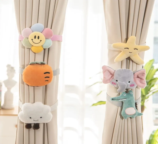 Set of 2 Cartoon Curtain Tiebacks: Kawaii Tieback Buckle Clips for Holding Curtains - Cute and Functional Curtain Accessories for Home Decor