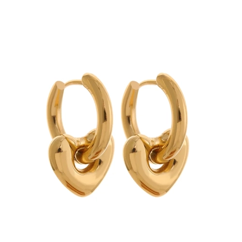 Yhpup Star Moon Heart Pendant Drop Hoop Huggie Earrings: 18k Gold Plated, Trendy Waterproof Stainless Steel - Fashionable Charm Jewelry