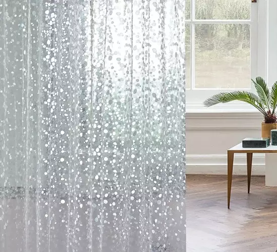 PEVA 3D Waterproof Shower Curtain with Mildew-Proof Transparent Bathroom Curtains and Hooks for Simplicity Bath Decor