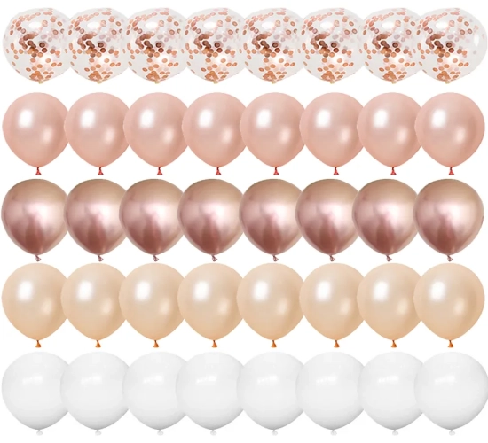 Rose Gold Confetti Balloons - 40pcs, 12 inches, Perfect for Birthday, Baby Shower, Wedding Decor, and More!