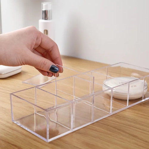 "Transparent Acrylic Cosmetics Storage Box - Makeup and Jewelry Organizer for Home, Plastic Desktop Storage Boxes"
