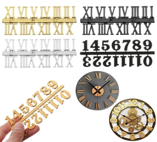 "Customizable Arabic and Roman Numerals Wall Clocks - Removable Art Decal Sticker with Digital Quartz Needle Design