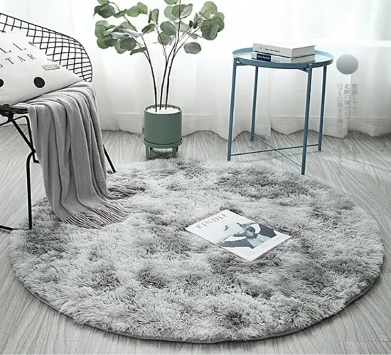 Silver Bubble Kiss Round Rug: Plush Carpets for Home Decor