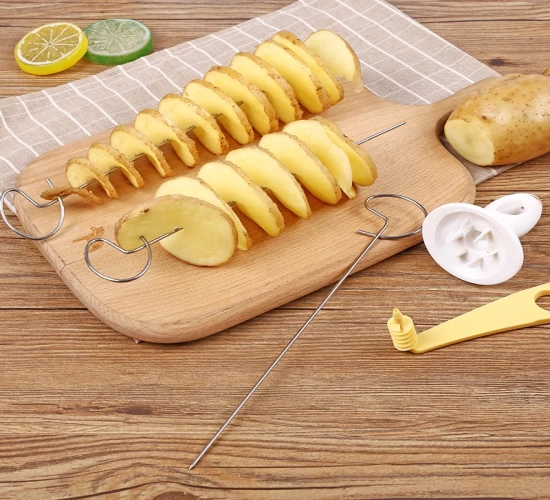 Spiral Potato Cutter - Twisted Slice Potato Tower, Whirlwind Potato Cut, DIY Creative Fruit and Vegetable Spiral Slicer for Kitchen.