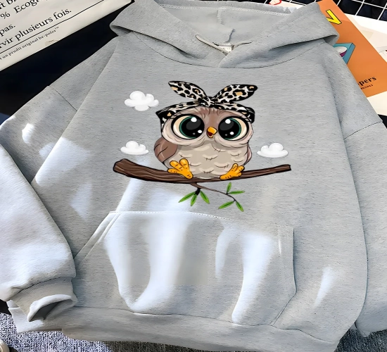 Cartoon Print Hoodies for Women - Oversized Sportswear Female Sweatshirt with Adorable Graphics and Fleece Material. Embrace the Latest 2023 Fashion in Ladies Clothes