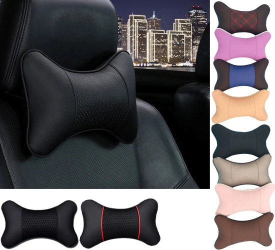 Universal Car Neck Pillow with Dual-Side PU Leather: Head Pain Relief and Comfortable Fiber Filling (1 Piece Pack)