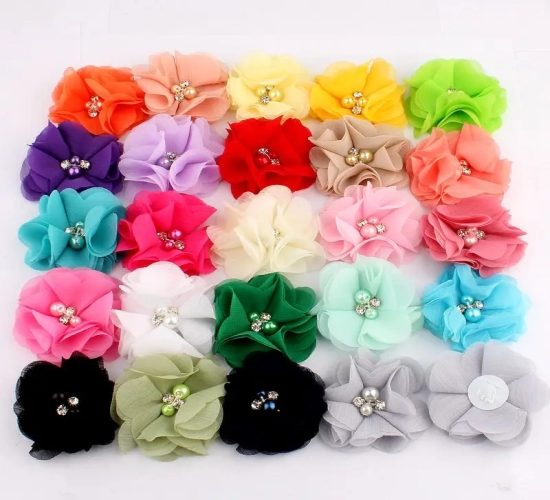 Mini Chiffon Fabric Flowers in 35 Colors: Ideal for Wedding Invitations and Dress Decoration