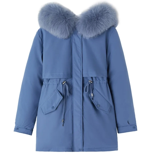 Women's Fashion Long Coat Parka with Wool Liner and Hood, Featuring a Slim Fit, Fur Collar, and Warm Snow Wear. Stay Stylish and Cozy with this 2022 New Winter Jacket