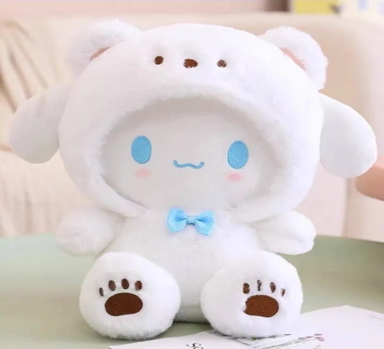 "Kawaii 25cm Sanrio Jade Dog Kuromi Dressing Doll Plush Toy: Adorable Stuffed Animal, Perfect Birthday Gift for Girls, Kids, and Boys."
