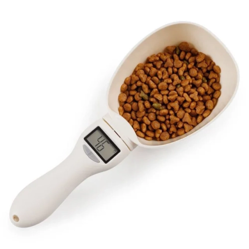 Digital Pet Food Scale with Measuring Spoon for Dog and Cat Bowls - Electronic Measuring Tool for Accurate Weight and Volume Display