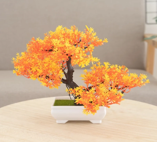 Small Tree Pot Bonsai with Artificial Plastic Plants: Perfect for Home Room Table Decoration and Garden Arrangement