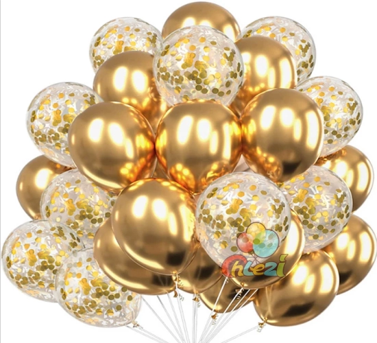 25pcs Metallic Confetti Chrome Balloons - Macaroon Latex Ballons for Anniversary, Wedding, Birthday Parties, Adult and Baby Shower Decor, Globos
