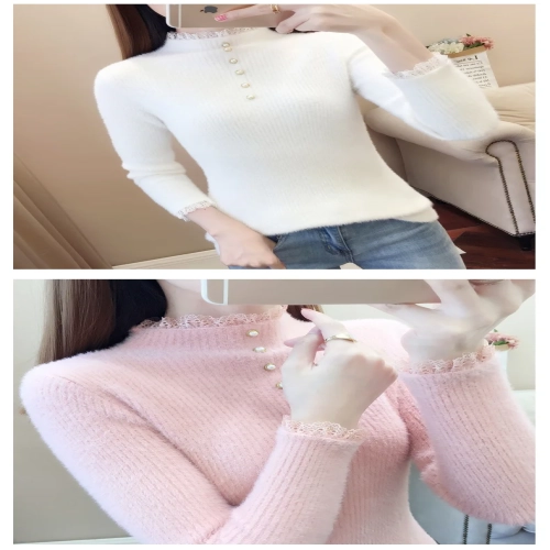 Autumn/Winter 2023 Thick Knitted Sweater: Ribbed, Long Sleeve, O-neck, Slim Fit. Soft, Warm Pull Femme Tops.