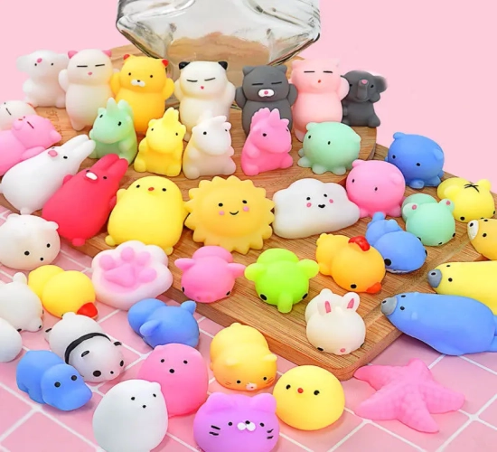 Set of 5 Kawaii Squishies Mochi Animal Squishy Toys - Perfect Antistress Balls for Kids, Ideal Party Favors and Stress Relief Toys for Birthdays.