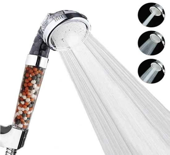 3-Function High-Pressure SPA Shower Head: Handheld Rainfall Design with Water-Saving Features and Anion Filter - A Stylish Bathroom Accessory for a Luxurious Bathing Experience.