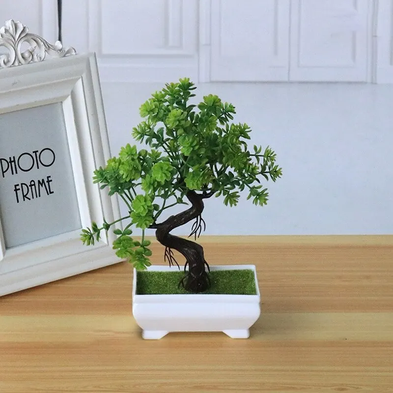 Plastic Bonsai Ornaments: Small Potted Fake Plant for Home Room Table Decoration