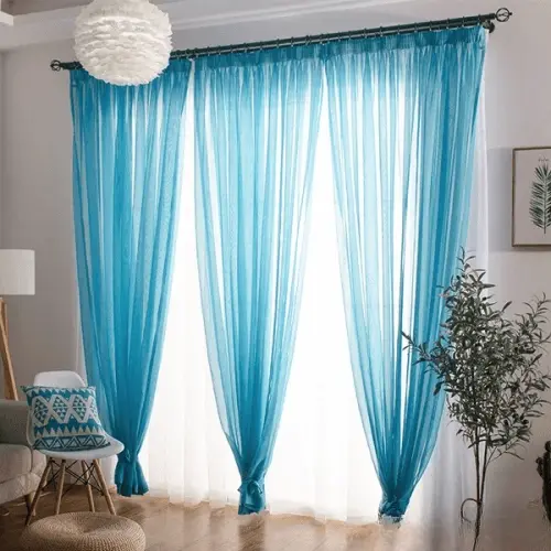 "Free Customization Sheer Tulle Curtains: Shading, Heat Insulation, Pure Color Design with Rod Pocket for Bedroom and Living Room - Voile Window Enhancement with Personalized Options.
