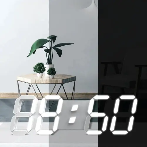 3D LED Large Digital Wall Clock with Remote Control - Alarm Clock with Time, Date, and Temperature Display, Suitable for Wall and Table, Modern Design