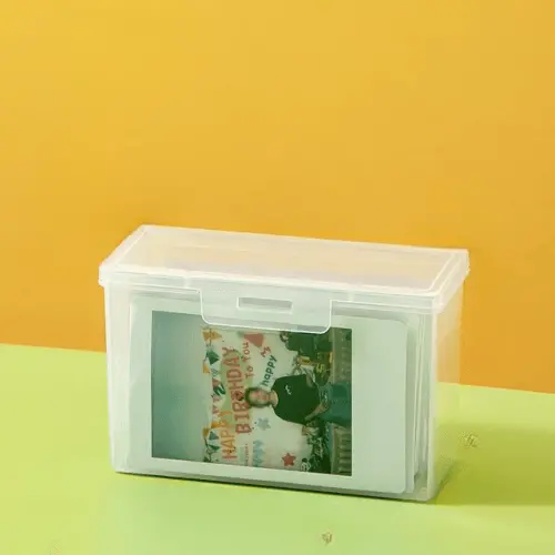 Mini Rectangle Transparent Storage Box: Ideal for organizing Kpop photos, plastic stickers, cards, and other small items. A desktop container to keep your belongings neat and easily accessible.