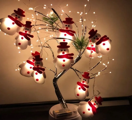 2023 Snowman LED String Lights Garland: Christmas Decoration for Home Decor during Navidad, Perfect Xmas Fairy Lights Ornament for the New Year"