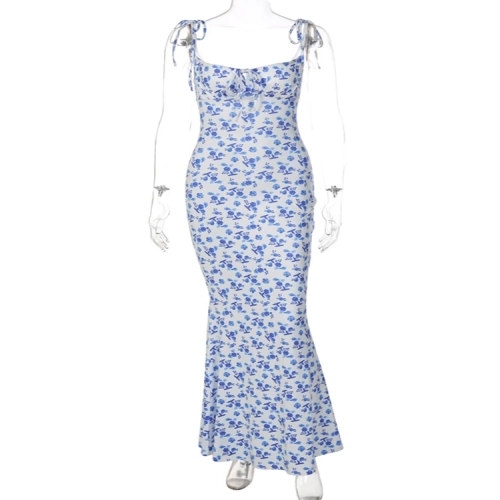Hugcitar Women's Elegant Floral Bodycon Long Dress - Perfect for Beach Vacations and Streetwear. Explore Wholesale Items for Your 2023 Summer Clothes Business."
