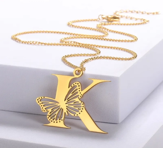 Dainty Butterfly Letters Necklace for Women - Stainless Steel Initial Pendant Necklace - Best Accessories