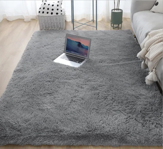 "Luxurious Plush Carpets for Living Room Home Decor: Silky, Fluffy, Rectangular Kid's Area Rug – Perfect for Sofas, Foot Mats, and Children's Bedroom Play Area"