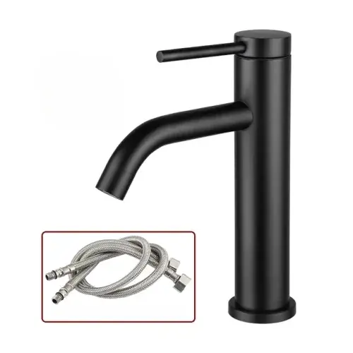 Stainless Steel Basin Faucet: Gold/Black, Tall Sink Faucet for Hot and Cold Water. Perfect for Bathroom Sink Mixer.