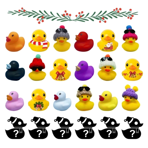 Countdown to Christmas with 24 Rubber Ducks Advent Calendar Featuring Rubber Ducky Bath Toys, Creative Christmas Gifts for Kids