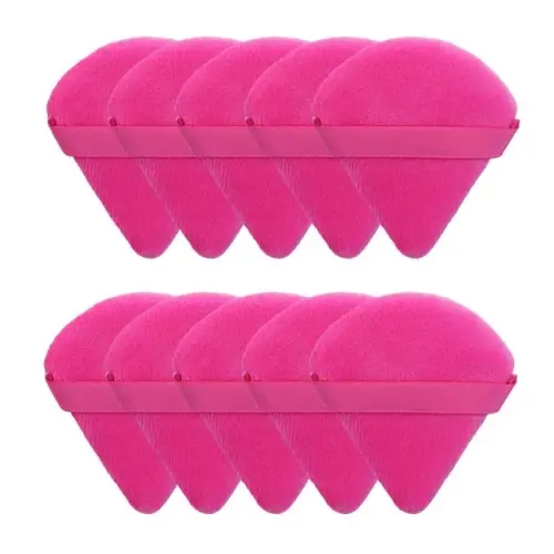 Set of 10/20 Triangle Velvet Powder Puffs: Mini Face Makeup Sponges for Cosmetics, Washable and Lightweight Makeup Tools