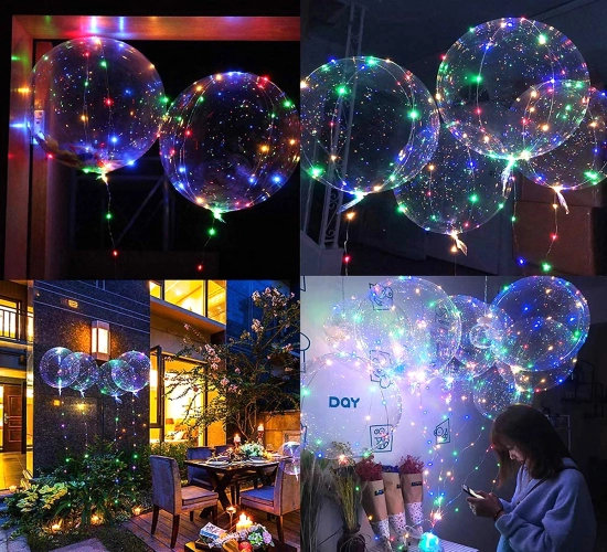 Set of 10 LED Luminous Bobo Balloons with Light String Clear Balloons for Festival Decor, Birthday, Wedding, Party Supplies, and Baby Showe