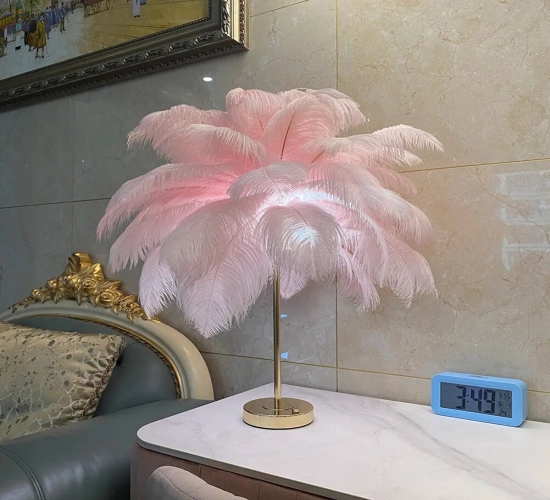 2022 New Touch-Control Feather Table Lamp: Ideal for Wedding Bedroom Decoration. LED Desk Lamp with Feathers, USB Power/Rechargeable."
