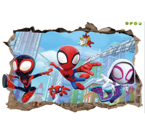 Creative Spiderman Wall Sticker - Self-adhesive PVC Decals for Kid's Room, Baby Boy Bedroom. Home Murals Decoration with an Avengers Poster theme.
