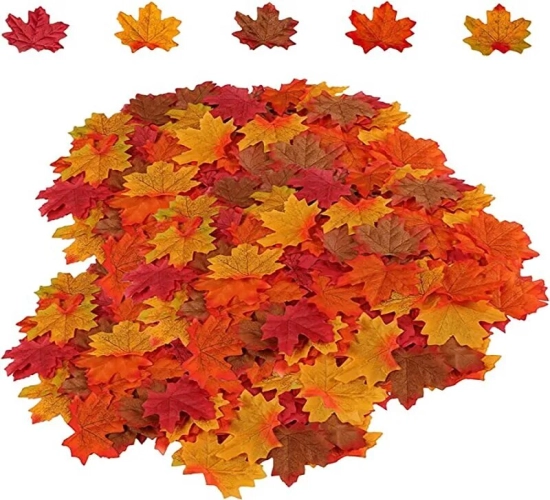 100 Pcs Fake Fall Leaves: Artificial Maple Leaves for Wedding, Party, and Fall Thanksgiving Decorations