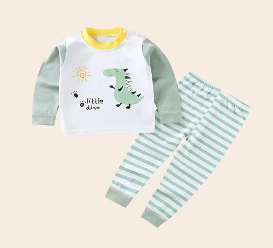 Cartoon-themed Autumn/Winter Clothes Sets for Boys and Girls, featuring Pajamas, Clothing, and Pants for a cozy night's sleep."