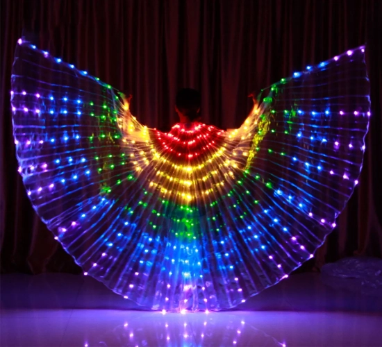 LED Rainbow Wings Costume for Adults and Children: Circus LED Light Luminous Costumes for Party Shows, featuring Isis Wings for Dancewear.