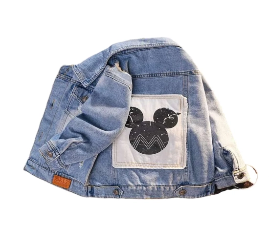 Stylish Mickey denim jacket for boys, a fashionable choice in children's autumn outerwear.