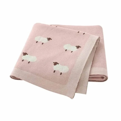 Cotton Knitted Baby Blanket Newborn Swaddle Wrap, 100*80 CM, Ideal for Infants, Strollers, and Beds. Super Soft Quilt for Children's Comfort and Style.