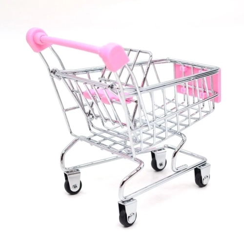 1:48 Mini Supermarket Shopping Trolley Cart - Desktop Model for Children's Toys and Home Decoration Miniatures