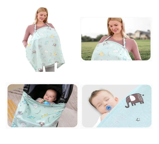 Cotton Nursing Cape Blanket Versatile Apron for Breastfeeding, Carseat, Stroller Cover, and Maternity Clothes. Essential Baby Feeding Accessory
