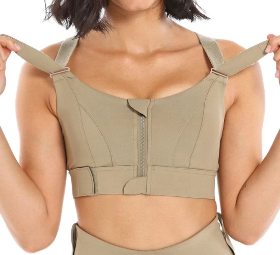 Tights Crop Top Yoga Vest with a Front Zipper, Plus Size Fit, Adjustable Straps, and Shockproof design—ideal for Gym Fitness and providing comfortable support during various athletic activities.