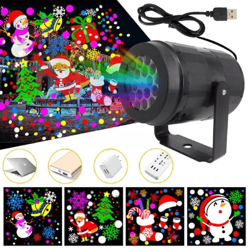 Snowflake Christmas Projector LED Fairy Lights for Indoor Decor - Santa Snowfall Patterns Projection Gift, Perfect for Xmas, Wedding, and Party Atmosphere