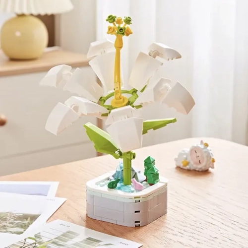 Creative Flower Building Block Kit Toys for Children - ABS Immortal Potted Plant Assembling Ornaments Set, Ideal Birthday and Christmas Gifts