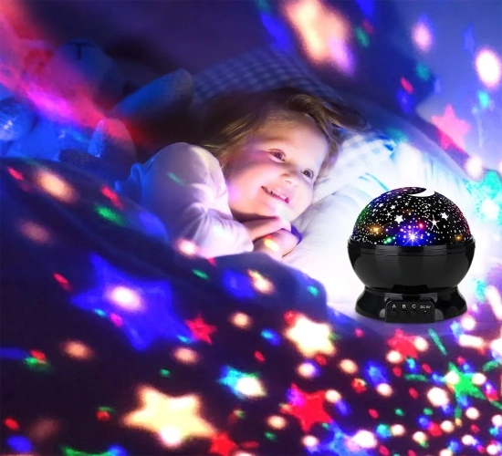 Starry Projector Night Light with Rotating Sky Moon Lamp - Galaxy Lamps for Home Bedroom Decoration, Starlight Christmas Lights Perfect for Kids' Gift
