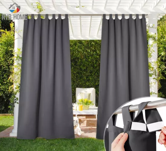 RYB HOME 2Pcs Waterproof Outdoor Blackout Curtains for Patio Pool Pavilion - Privacy Curtains for Indoor & Outdoor Use